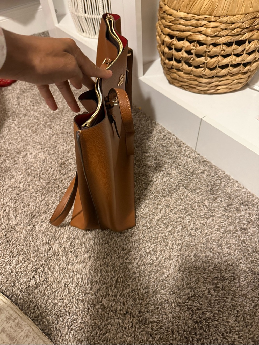 COACH Pebbled Leather Tote Bag in Saddle Brown - Picture 5 of 6